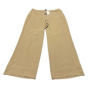 J. Jill Wide Leg 100% Silk Pants Size L Large Tan Khaki NWT